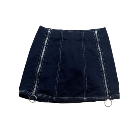Urban Outfitters Black Contrast stitch Double Side zip Micro Mini Skirt XS - Picture 3 of 8